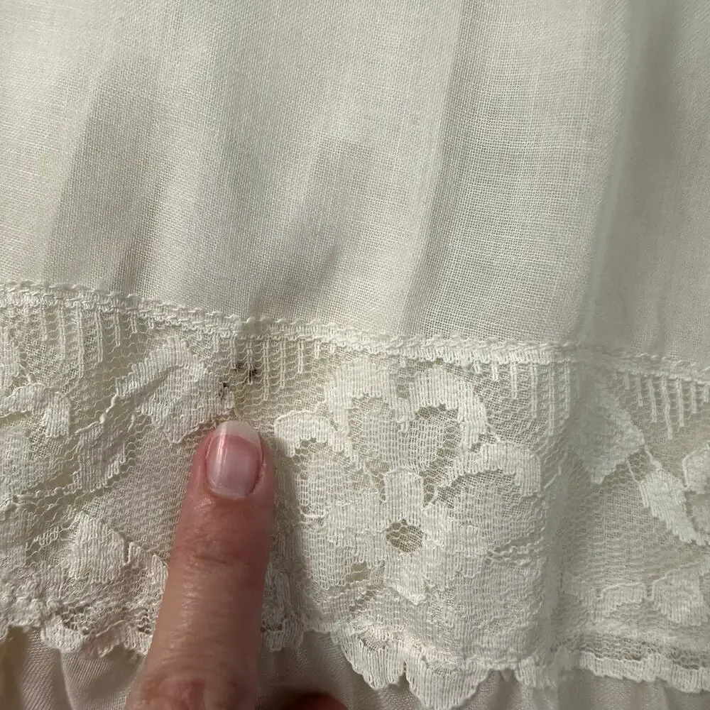 Candi Jones‎ California Vintage 70s Cream Lace Trim Prairie Wedding Dress Size S - Picture 13 of 14